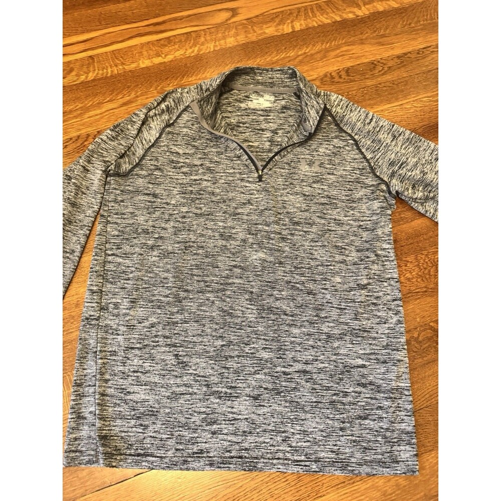 Under Armour Mens Tech 1/4 Zip Pullover Size M Grey Space Dye HeatGear Loose
